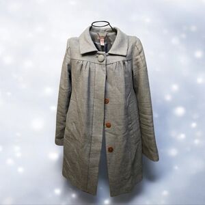 H&M Gray Trench Coat with Wooden Buttons Size 6